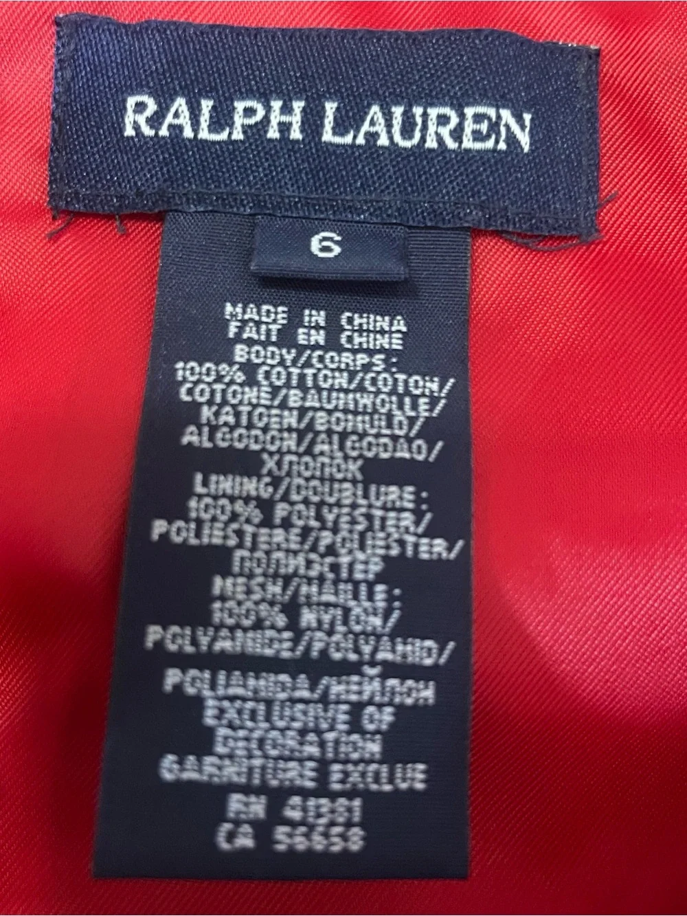 Ralph Lauren Girls Red Velvet Dress Size 6 Holiday Party Bow Cap Sleeve Cotton